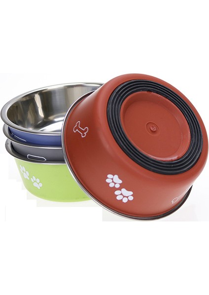 Gri S Pet Köpek Kase Paslanmaz Çelik Kaymaz Kase Renkli Ayak Izi Yuvarlak Kedi Köpek Kase Köpek Davranır Köpek Su Şişesi Seyahat Açık Kase (Yurt Dışından)