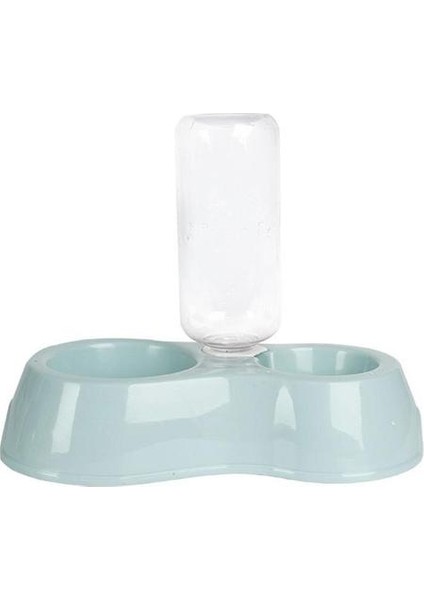 Gri Mavi Pet Otomatik Su Sebili Içme Suyu Şişesi ile Köpek Kedi Çift Kase Su Çeşmesi Yemek Için Içme Köpek Malzemeleri (Yurt Dışından)