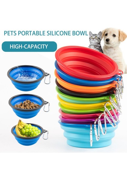 Scarlet Silikon Katlanabilir Köpek Kase Şeker Renk Açık Seyahat Taşınabilir Köpek Köpek Maması Kabı Su Besleyici Bulaşık Besleme Kase (Yurt Dışından) fiyatları