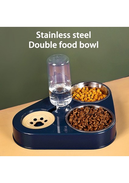 Mavi S 500 ml 3 In 1 Pet Köpek Kedi Kase Otomatik Besleyici Kedi Mama Kasesi Su Çeşmesi Çift Kase Içme Yükseltilmiş Standı Çanak Kaseler (Yurt Dışından) modelleri
