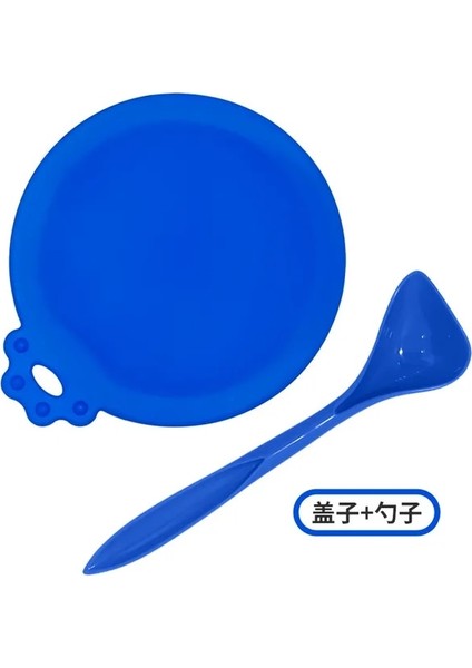 Koyu Mavi Kaşık Yeniden Kullanılabilir 3 In 1 Pet Gıda Kutusu Silikon Kapak Köpekler Kediler Depolama Teneke Kapak Kapağı Mühür Kapak Evcil Hayvan Malzemeleri Uygun 9 Cm/8 Cm/7 cm (Yurt Dışından)
