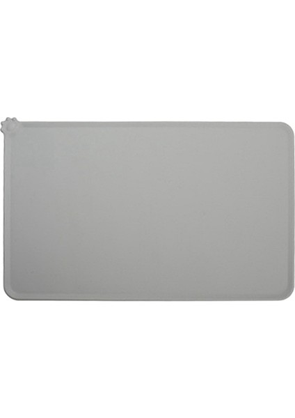 Gri 48X30 cm Yüksek Dudaklı Köpek Kedi Kase Mama Mat Silikon Yapışmaz Su Geçirmez Evcil Hayvan Maması Besleme Pedi Yavru Besleyici Tepsi Su Yastığı Placemat (Yurt Dışından)