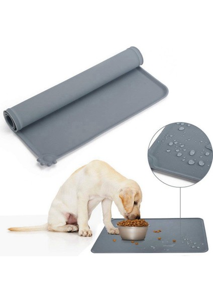 Gri 48X30 cm Yüksek Dudaklı Köpek Kedi Kase Mama Mat Silikon Yapışmaz Su Geçirmez Evcil Hayvan Maması Besleme Pedi Yavru Besleyici Tepsi Su Yastığı Placemat (Yurt Dışından) indirimleri
