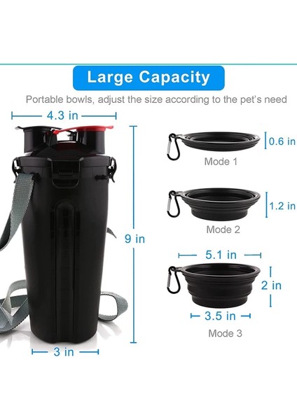 Stil 8 2 In 1 Köpek Seyahat Su Şişesi Katlanabilir Pet Gıda Konteyneri Çöküşlü Açık Çift Kullanılan Kaseler Dış Mekan Için (Yurt Dışından) indirimleri