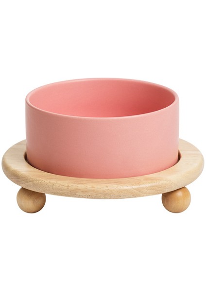 Pembe ve Stand 400ML 400/850ML Kedi Büyük Kapasiteli Kase Küçük Köpekler Mama Su Kaseleri Ahşap Standlı Pet Yükseltilmiş Besleme Besleyici Köpek Yavrusu Malzemeleri (Yurt Dışından)