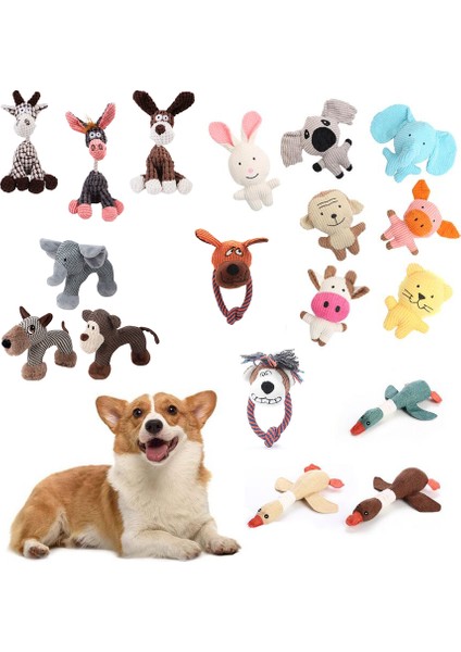 L Köpek Cızırtılı Oyuncak Pet Çiğneme Oyuncağı Yavru Molar Hayvan Şekli Isırmaya Dayanıklı Oyuncak Köpek Eğitim Peluş Oyuncak Köpek Malzemeleri Küçük Orta (Yurt Dışından)