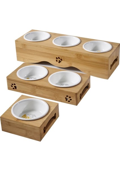 3 Paslanmaz Çelik M Pet Köpek Kedi Kase Seramik Kase Bambu Ahşap Masa Bir Yavru Kedi Kaymaya Dayanıklı Çift Kase Küçük Köpek Maması Kase (Yurt Dışından) modelleri