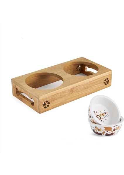 3 Paslanmaz Çelik M Pet Köpek Kedi Kase Seramik Kase Bambu Ahşap Masa Bir Yavru Kedi Kaymaya Dayanıklı Çift Kase Küçük Köpek Maması Kase (Yurt Dışından) indirimleri