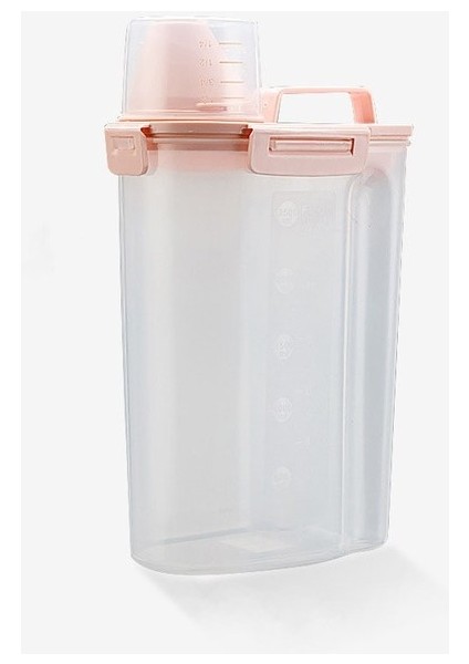 Pembe 1.7l Pet Gıda Saklama Kovası Mühürlü Nem Geçirmez Kutu Taşınabilir Çok Amaçlı Kolay Dökün Köpekler Kediler Gıda Ölçüm Kabı Evcil Hayvan Aksesuarları (Yurt Dışından)
