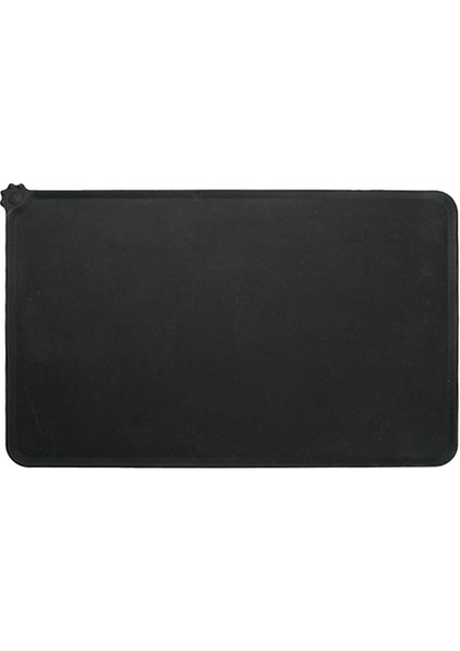 Siyah 48X30 cm Yüksek Dudaklı Köpek Kedi Kase Mama Mat Silikon Yapışmaz Su Geçirmez Evcil Hayvan Maması Besleme Pedi Yavru Besleyici Tepsi Su Yastığı Placemat (Yurt Dışından)