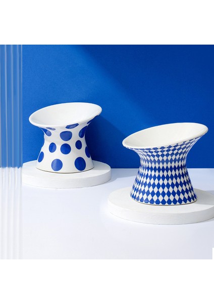 Mavi 135X135X110MM Kedi Yükseltilmiş Seramik Kase Iskandinav Küçük Köpekler Gıda Su Besleme Kaseleri Pet Kaymaz Boyun Koruma Yüksek Ayak Içme Yeme Besleyiciler (Yurt Dışından) fiyatları