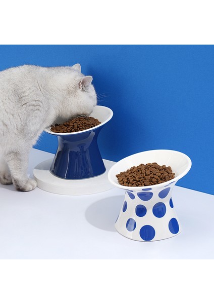Mavi 135X135X110MM Kedi Yükseltilmiş Seramik Kase Iskandinav Küçük Köpekler Gıda Su Besleme Kaseleri Pet Kaymaz Boyun Koruma Yüksek Ayak Içme Yeme Besleyiciler (Yurt Dışından) modelleri