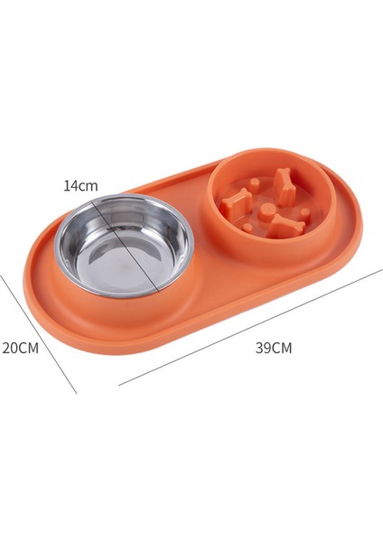 Turuncu Evcil Hayvan Besleme Kasesi Paslanmaz Çelik Kase Silikon Taban Anti-Güreş Köpek ve Kedi Evcil Hayvanın Boğulmasını Önlemek Için Yavaş Yiyecek Kasesi Besleyici (Yurt Dışından) fiyatları
