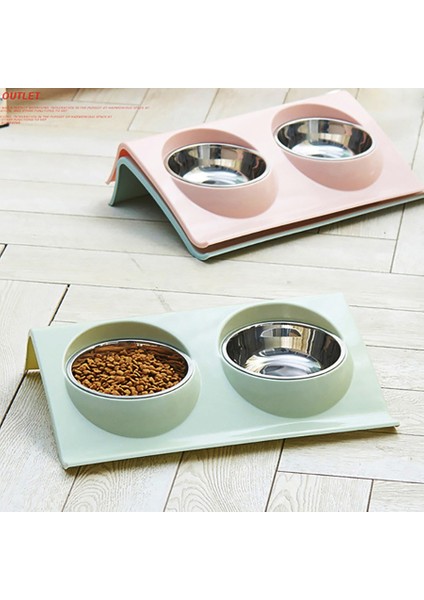 Mavi S Çift Kaseler Pet Köpek Kedi Besleme Istasyonu Paslanmaz Çelik Su Mama Kaseleri Köpekler Kediler Için Besleyici Çözüm Malzemeleri (Yurt Dışından) fiyatları