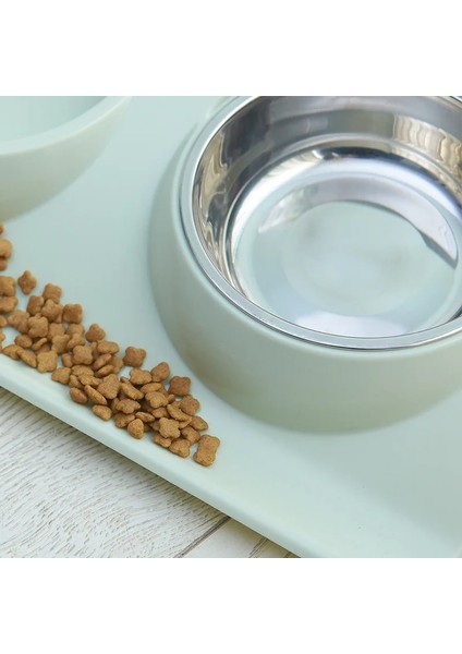Mavi S Çift Kaseler Pet Köpek Kedi Besleme Istasyonu Paslanmaz Çelik Su Mama Kaseleri Köpekler Kediler Için Besleyici Çözüm Malzemeleri (Yurt Dışından) modelleri