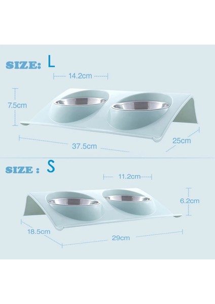 Mavi S Çift Kaseler Pet Köpek Kedi Besleme Istasyonu Paslanmaz Çelik Su Mama Kaseleri Köpekler Kediler Için Besleyici Çözüm Malzemeleri (Yurt Dışından) fırsatları