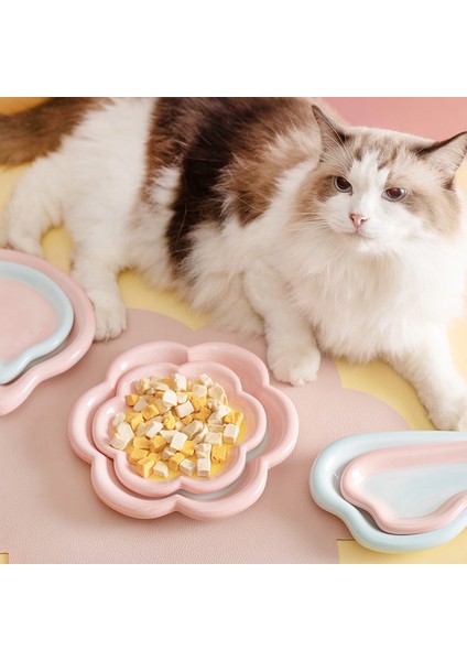 Pembe Mavi Bulut M Kedi Seramik Yiyecek Kasesi Yavru Köpekler Konserve Seramik Tabak Plaka Küçük Evcil Hayvan Sevimli El Boyalı Aperatif Besleme Besleyiciler (Yurt Dışından)