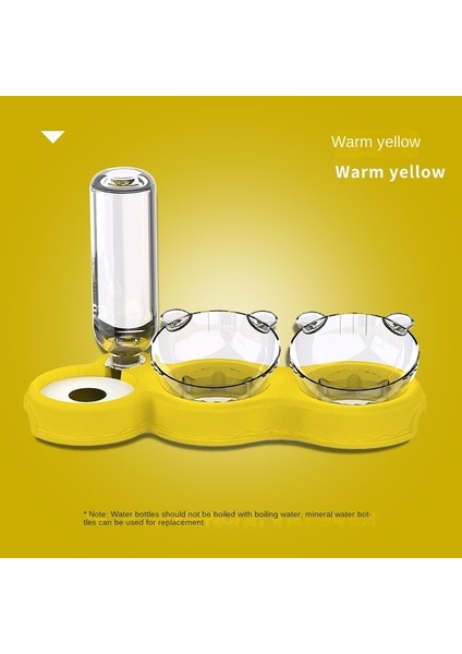 Çift Kase Sarı 2022 Gıda Pet Otomatik Besleyici Kedi Dağıtıcı Köpek Konteyner Içme Suyu Yükseltilmiş Plaka Kaymaz Çift Kase Çok Renkli (Yurt Dışından)