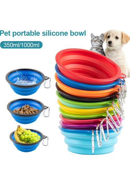 A3 1000ML (17.5X13X7CM) 350/1000ML Katlanabilir Besleyici Kaseler Köpek Yavrusu Pet Kedi Su Suluk Gıda Konteyner Silikon Yemek Tabağı Taşınabilir Seyahat (Yurt Dışından)
