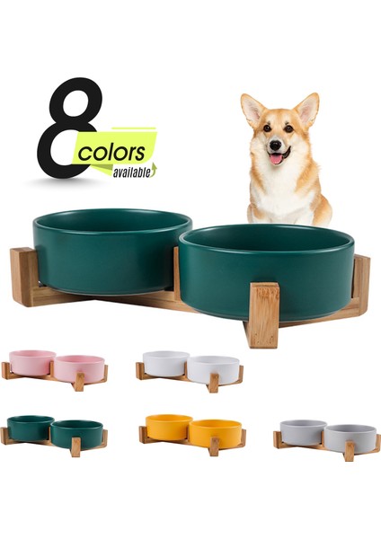 Ahşap Standlı Tek Gri S Yuvarlak Köpek Kedi Kasesi, Evcil Hayvan Için Dayanıklı Seramik Mama Suyu Yükseltilmiş Tabak, Modern Sevimli Ağırlıklı Mama Su Seti, (Yurt Dışından) fiyatları