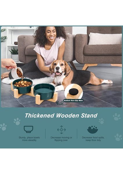 Ahşap Standlı Tek Gri S Yuvarlak Köpek Kedi Kasesi, Evcil Hayvan Için Dayanıklı Seramik Mama Suyu Yükseltilmiş Tabak, Modern Sevimli Ağırlıklı Mama Su Seti, (Yurt Dışından) fırsatları