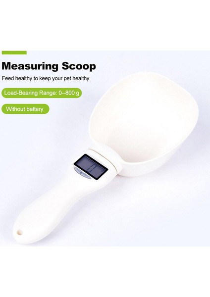 Beyaz Pet Gıda Tartı Kaşık Ölçeği Elektronik Ölçme Aracı Köpek Kedi Besleme Kase Ölçme Kaşığı Mutfak Terazisi LCD Dijital Ekran (Yurt Dışından)