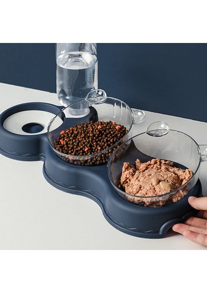 Derin Mavi Pet Kedi Kase Otomatik Besleyici 3'ü 1 Arada Köpek Kedi Maması Kase Su Çeşmesi Çift Kase Içme Yükseltilmiş Standı Çanak Kaseler Kediler Için (Yurt Dışından) fiyatları