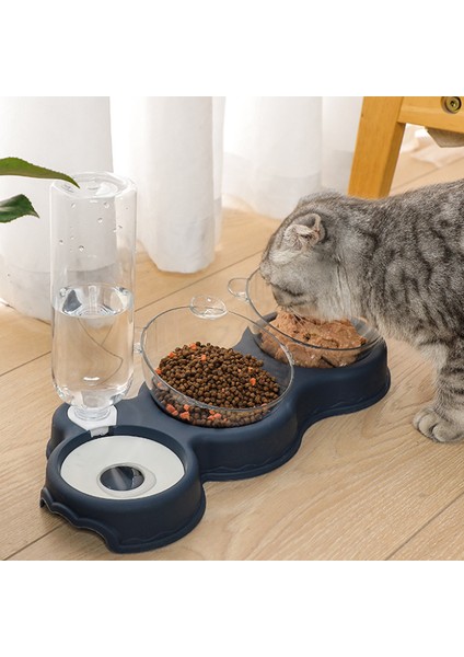 Derin Mavi Pet Kedi Kase Otomatik Besleyici 3'ü 1 Arada Köpek Kedi Maması Kase Su Çeşmesi Çift Kase Içme Yükseltilmiş Standı Çanak Kaseler Kediler Için (Yurt Dışından) fırsatları