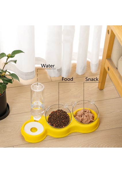 3 Beyaz 3'ü 1 Arada Pet Kedi Kase Otomatik Besleyici Köpek Kedi Maması Kase Su Çeşmesi Çift Kase Içme Yükseltilmiş Standı Çanak Kaseler Kediler Için (Yurt Dışından) fiyatları