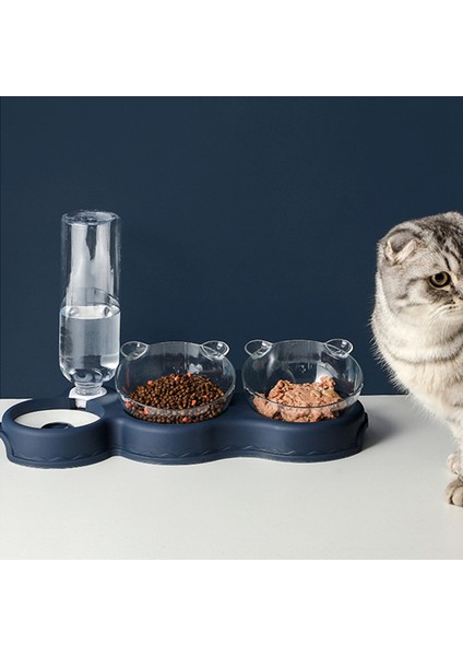 3 Beyaz 3'ü 1 Arada Pet Kedi Kase Otomatik Besleyici Köpek Kedi Maması Kase Su Çeşmesi Çift Kase Içme Yükseltilmiş Standı Çanak Kaseler Kediler Için (Yurt Dışından) indirimleri