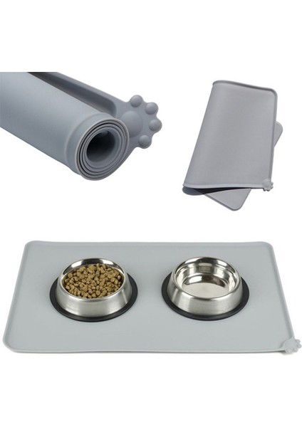 Gri Silikon Köpek Halısı Yapışmaz Pet Çeşme Tepsisi Kedi Kase Mat Su Geçirmez Gıda Pedi Evcil Hayvan Besleme Içme Pedleri Kolay Yıkama Placemat (Yurt Dışından) fırsatları