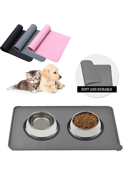 Gri Silikon Köpek Halısı Yapışmaz Pet Çeşme Tepsisi Kedi Kase Mat Su Geçirmez Gıda Pedi Evcil Hayvan Besleme Içme Pedleri Kolay Yıkama Placemat (Yurt Dışından) indirimleri