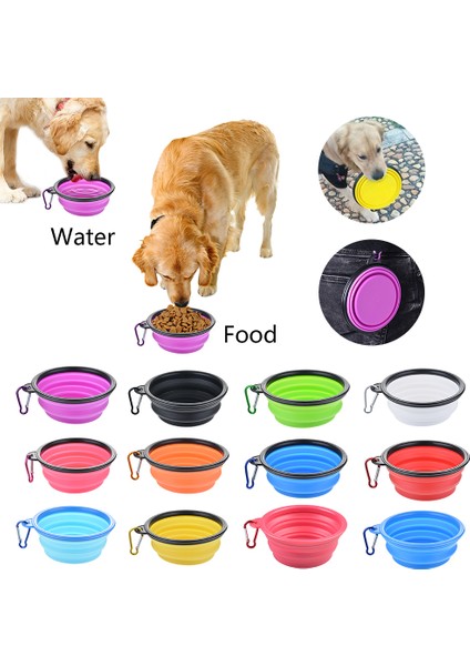 B 13 cm Büyük Katlanabilir Köpek Pet Katlanır Silikon Kase Açık Seyahat Taşınabilir Köpek Maması Kabı Besleyici Bulaşık Kase (Yurt Dışından) fırsatları