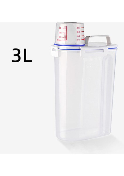 3l Mavi Köpek Kulübesi Köpek Kedi Maması 1.75/3l Kova Plastik Depolama Tankı Ölçüm Kabı Konteyner Nem Geçirmez Mühürlü Kavanoz Evcil Hayvan Malzemeleri (Yurt Dışından)