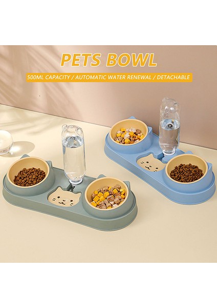 Mavi Sıradan Pet Kedi Çift Kase Devrilme Önleyici Boyun Koruma Köpek Otomatik Yiyecek Kasesi Su Sebili Kabı Gıda Su Sebili Seti (Yurt Dışından) fiyatları