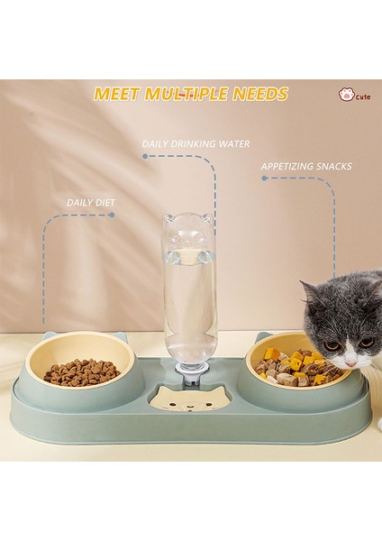 Mavi Sıradan Pet Kedi Çift Kase Devrilme Önleyici Boyun Koruma Köpek Otomatik Yiyecek Kasesi Su Sebili Kabı Gıda Su Sebili Seti (Yurt Dışından) fırsatları