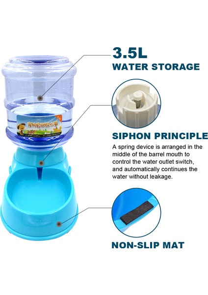 Mavi Su-Gül Gıda 3.5l 3.5l Köpek Kedi Besleyici Kase Otomatik Pet Su Sebili Içme Çeşmesi Şişe Plastik Pet Besleme Tiryakisi Su Kasesi (Yurt Dışından) fırsatları