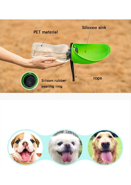 Yeşil 680 ml Taşınabilir Pet Köpek Su Şişesi Yumuşak Silikon Yaprak Tasarım Seyahat Köpek Kase Yavru Kedi Içme Açık Pet Su Sebili (Yurt Dışından)