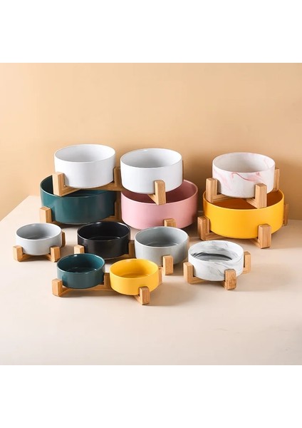 Pembe 3 1800 ml 1800 ml Köpekler Seramik Kase Pet Çift Gıda Su Kaseleri Bambu Standı ile Iskandinav Mermer Desen Kedi Içme Yeme Besleyiciler (Yurt Dışından) indirimleri