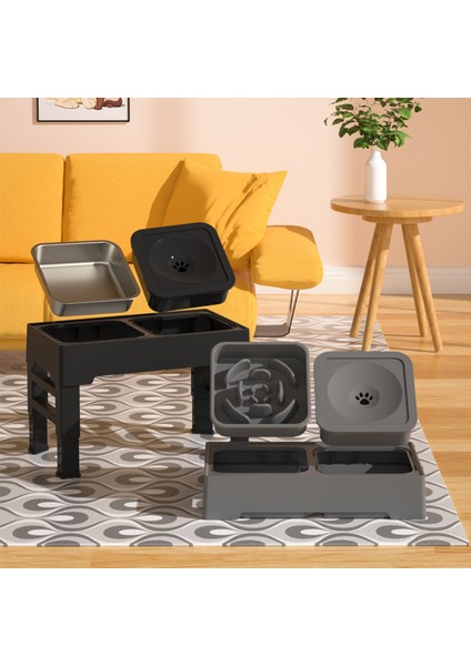 Tek Kase 4 In 1pet Köpek Çift Kaseler Paslanmaz Stand Ayarlanabilir Yükseklik Pet Mama Kabı Kase Büyük Köpek Köpekler Için Yükseltilmiş Gıda Su Besleyiciler (Yurt Dışından) fiyatları
