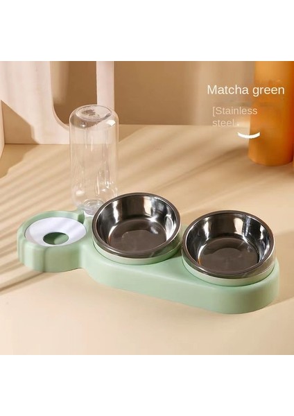 Yeşil 4 2023 Pet Kedi Kase Otomatik Besleyici Köpek Kedi Çift Mama Kasesi Su ile 3 In 1 Çeşme Içme Yükseltilmiş Stand Çanak Kedı Kaseler (Yurt Dışından)