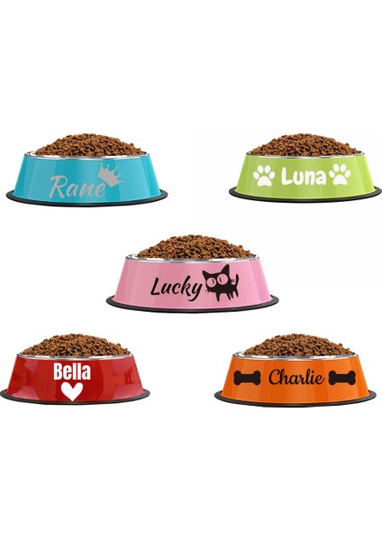 Turuncu S (250 Ml) Kedi Köpek Için Kişiselleştirilmiş Isim Paslanmaz Çelik Renkli Pet Yavru Kedi Kase Kaymaz Dayanıklı Evcil Hayvan Mama Kabı Besleyici Köpek Su Kasesi (Yurt Dışından) modelleri