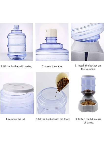 3.8l Feeder3 Otomatik Köpek Besleyici Suluk Yüksek Kapasiteli Pet Yiyecek Kasesi Yerçekimi Su Sebili Evcil Hayvan Mama Kabı Köpekler Kediler Için 3.8 L Köpek Aksesuarları (Yurt Dışından)