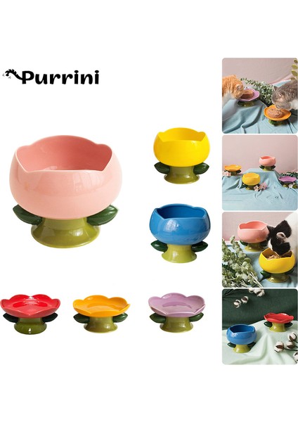 Turuncu Plaka 600 ml Çiçek Seramik Kedi Kase Yüksek Ayak Koruma Gıda Havzası Köpek Plaka Yavru Köpek Küçük Orta Besleme Içme Evcil Hayvan Malzemeleri (Yurt Dışından) fiyatları