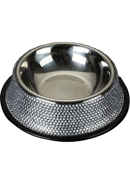 Gümüş Paslanmaz Çelik Köpek Kase Evcil Hayvan Kaseleri Gıda Su Besleyici ile Rhinestone Kaymaz Kauçuk Taban Evcil Hayvanlar Için 2 Renk Çeşitli Köpekler (Yurt Dışından)