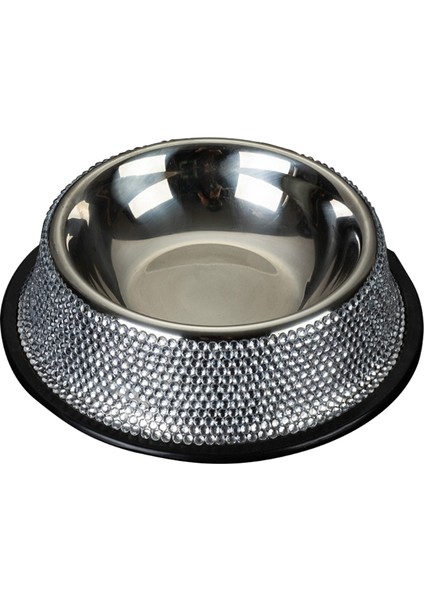 Gümüş Paslanmaz Çelik Köpek Kase Evcil Hayvan Kaseleri Gıda Su Besleyici ile Rhinestone Kaymaz Kauçuk Taban Evcil Hayvanlar Için 2 Renk Çeşitli Köpekler (Yurt Dışından) fırsatları