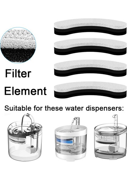 F-3pcs Yedek Filtre Kedi Köpek Su Içme Çeşmesi Aktif Karbon Değiştirilmiş Filtreler 2/3/4 Pcs Çeşme Filtre Süngeri (Yurt Dışından)