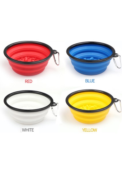 Yükseltme Kasesi-Kırmızı S.350ML Katlanabilir Yavaş Besleme Kasesi Köpek Pet Katlanır Silikon Kase Seyahat Taşınabilir Köpek Maması Kabı Besleyici Bulaşık Kase 350ML/1000ML (Yurt Dışından)