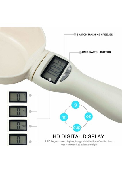 Beyaz Çok Fonksiyonlu Pet Gıda Ölçeği Elektronik Ölçüm Aracı Köpek Kedi Dijital LED Ekran Kepçe Mutfak Terazisi Ölçüm Cihazı 250 ml (Yurt Dışından) fırsatları