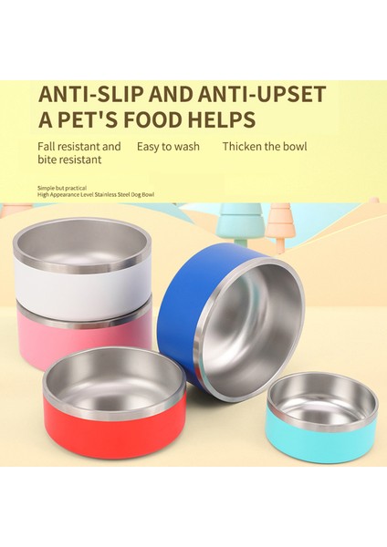 Mavi 64 Ons Paslanmaz Çelik Yuvarlak Köpek Kasesi Kedi Kase Çift Vakum Besleme Hayvan Mama Kabı Büyük Kapasiteli Köpek Maması Kasesi (Yurt Dışından) fiyatları